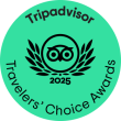 Logo verde TripAdvisor 2025 Travelers' Choice Awards, simbolo di eccellenza e fiducia.