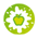 Logo verde con una mela al centro e schizzi intorno.